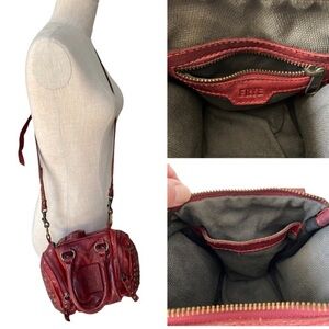 Frye Brooke Leather Studded Red Small Satchel Crossbody Embellished Bag Purse